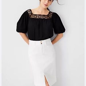 Ann Taylor Eyelet trim top